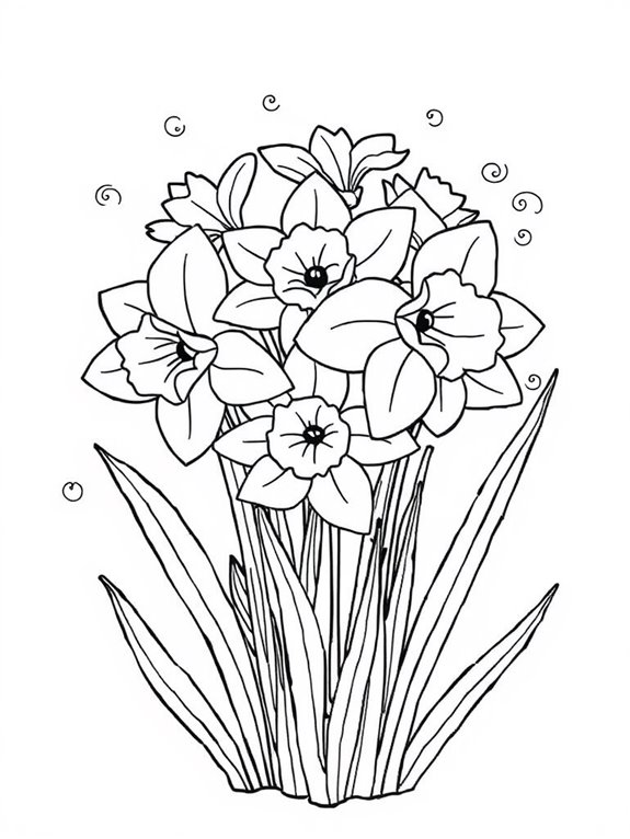 colorful daffodils coloring page