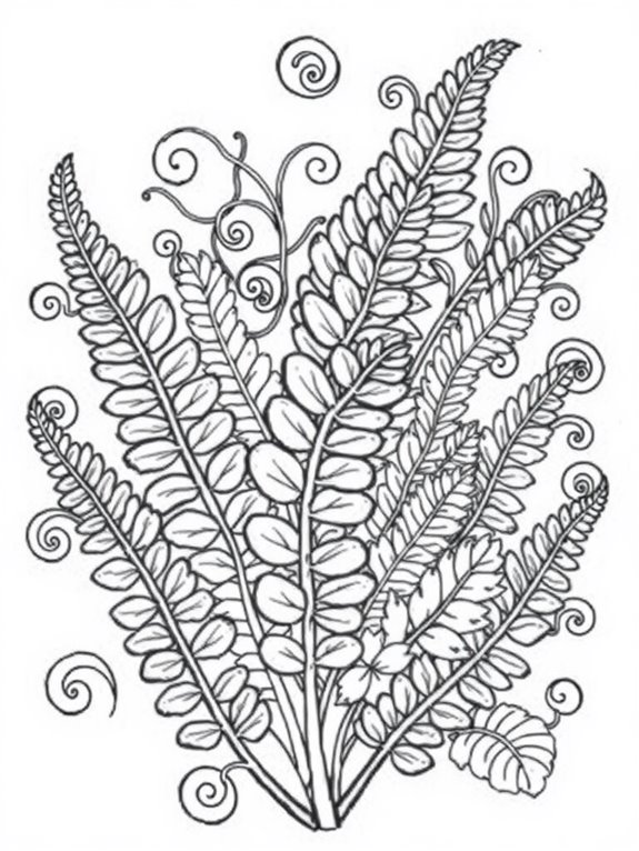 colorful fern coloring page