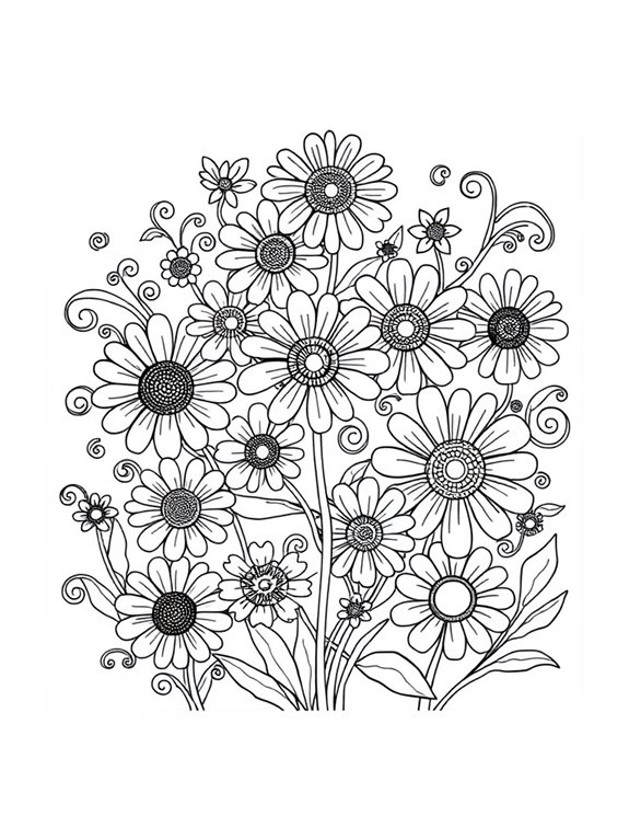 colorful flower coloring page