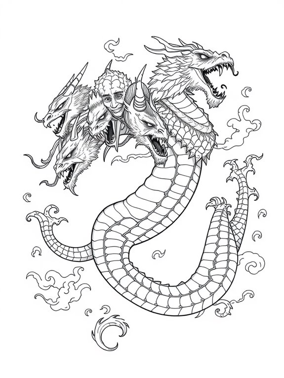 colorful hydra coloring page