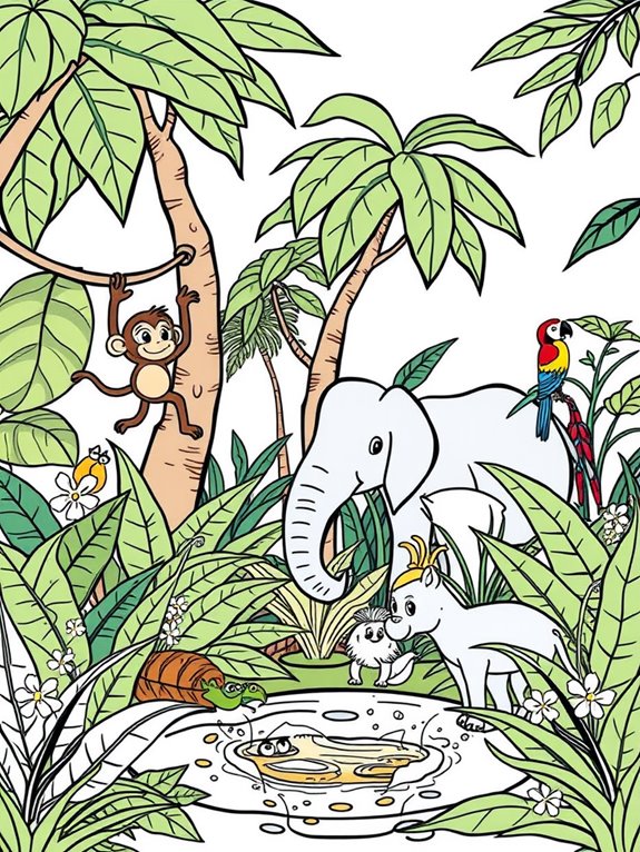 colorful jungle cartoon scene