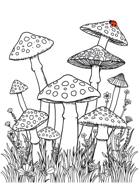 colorful meadow mushroom illustration