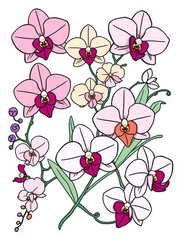 colorful orchid cartoon design