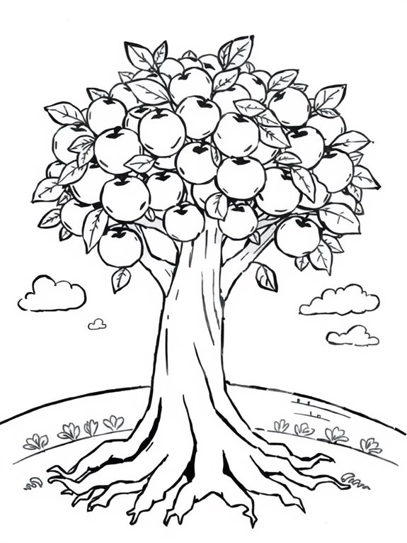 colorful peach tree illustration