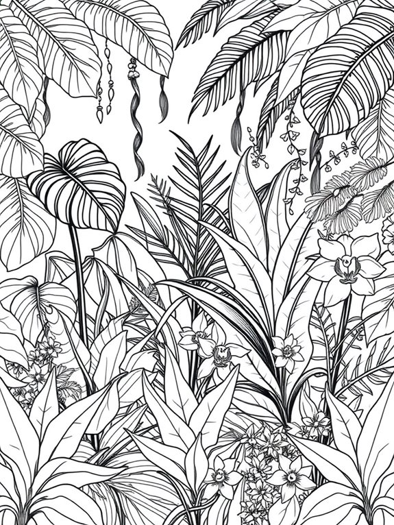 colorful rainforest plant illustration