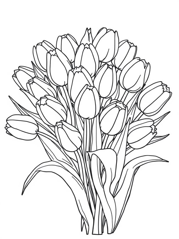 colorful tulip bouquet drawing