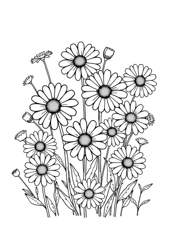 coloring page for daisies