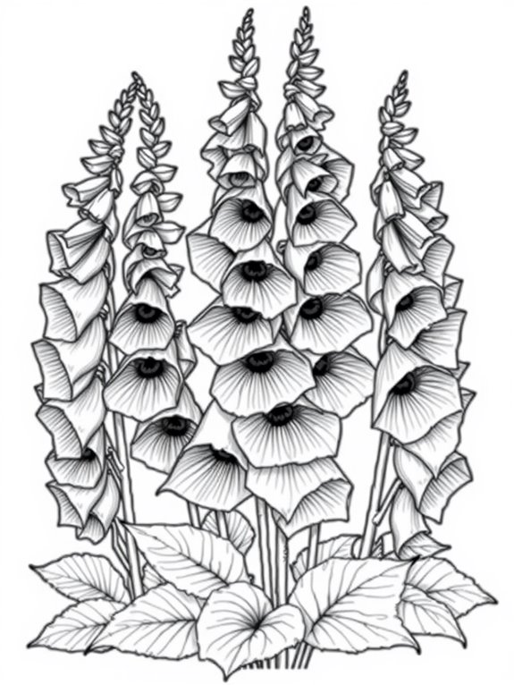 coloring page for foxgloves