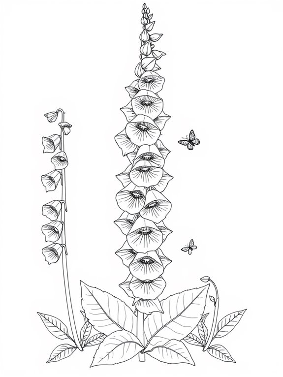 coloring page for foxgloves