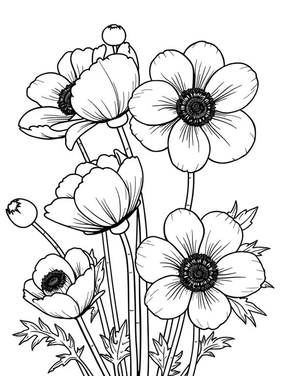 coloring page of anemones