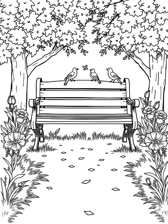 coloring page of bench