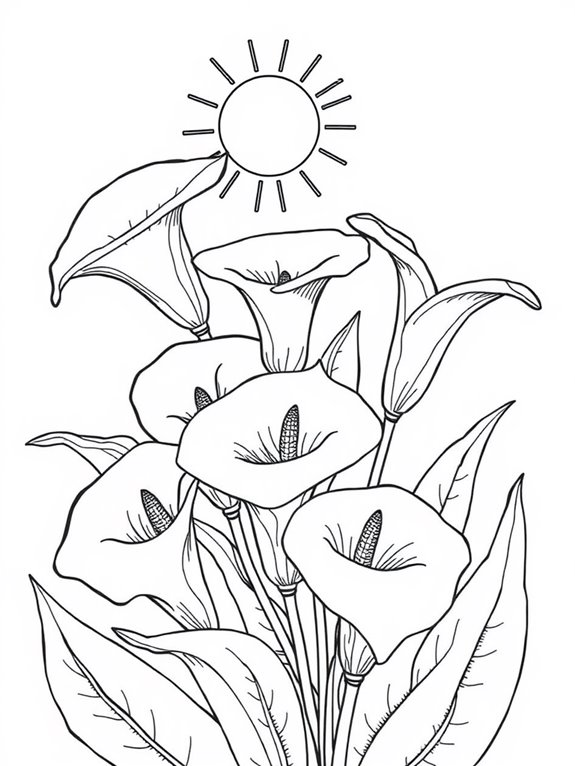 coloring page of calla lilies