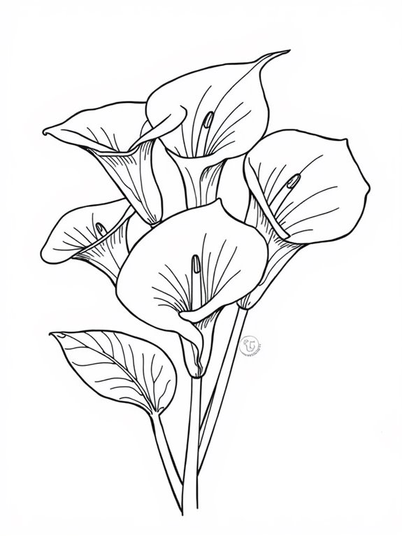 coloring page of calla lilies