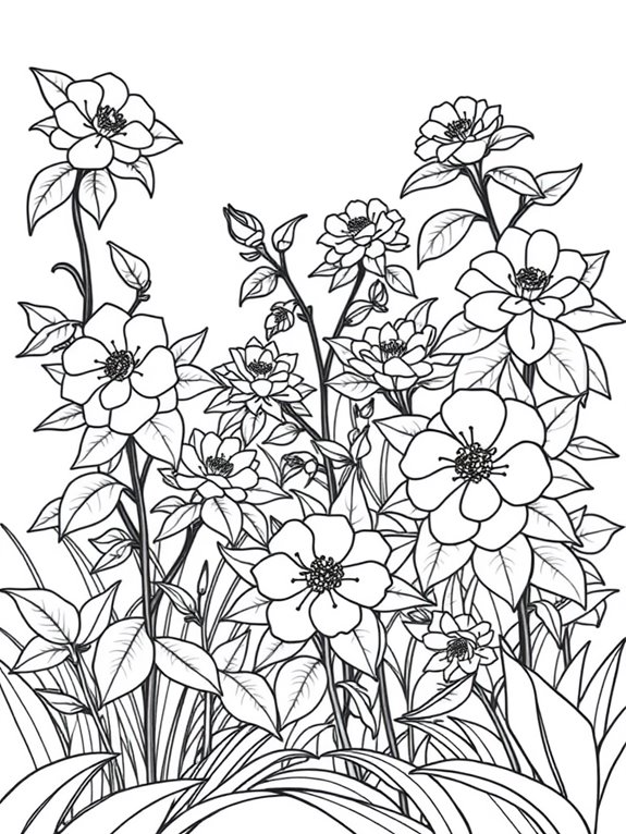 coloring page of camellias