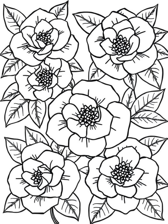 coloring page of camellias