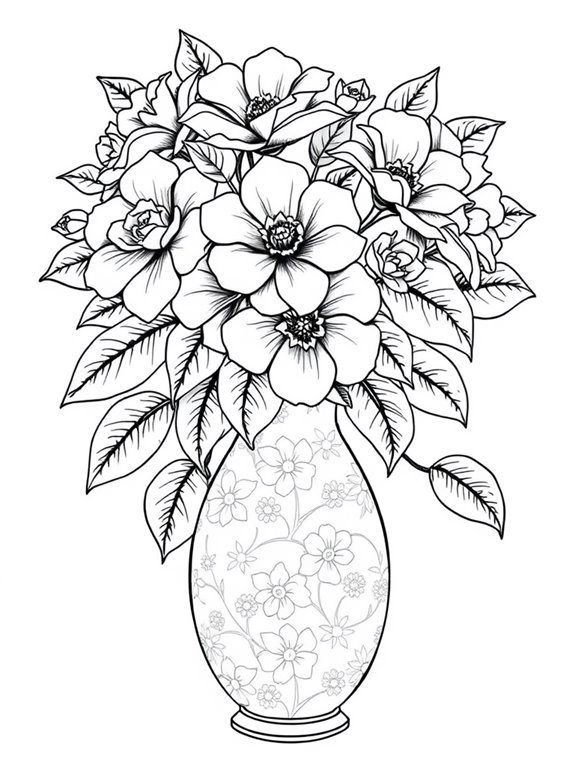 coloring page of camellias