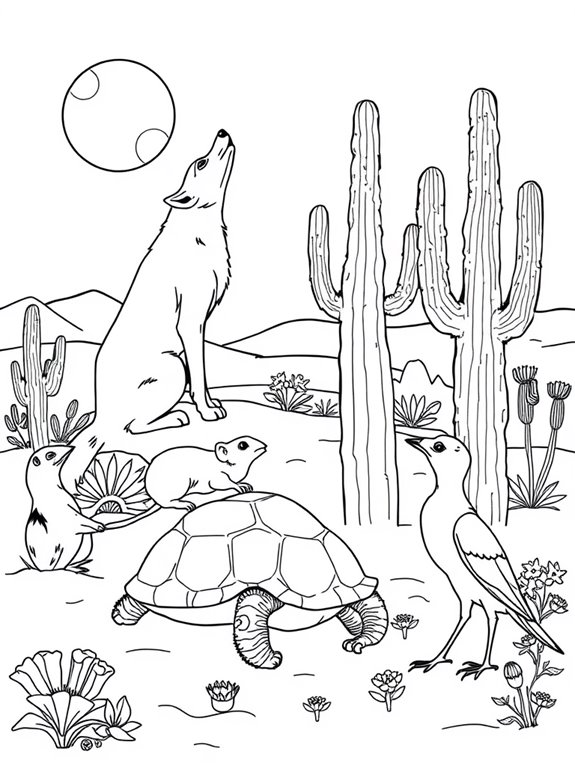 coloring page of desert animals