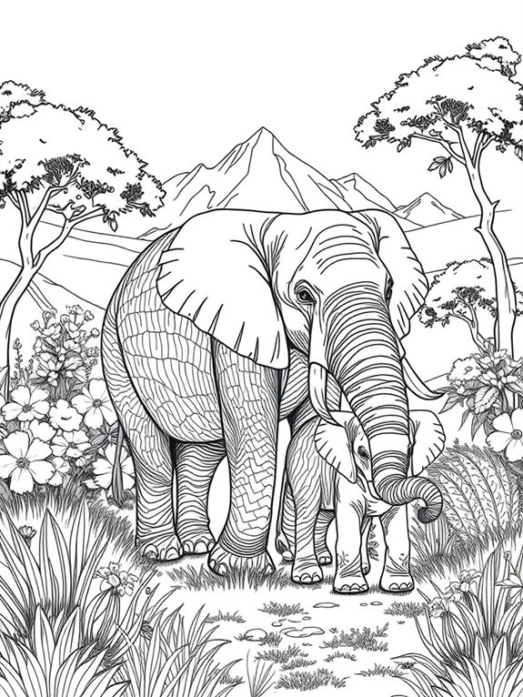 coloring page of elephants