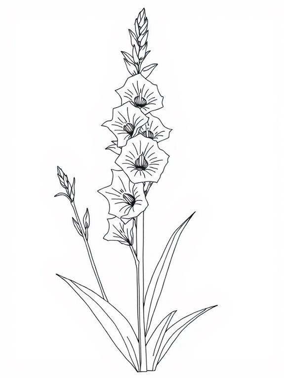 coloring page of gladiolus