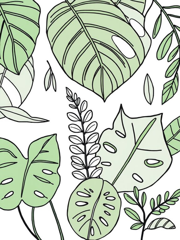 coloring page of leaves