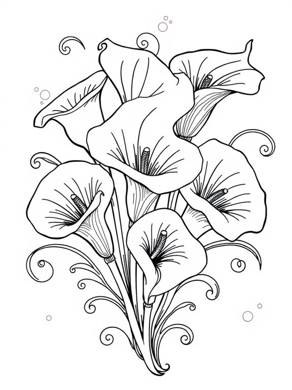 coloring page of lilies