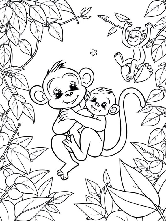 coloring page of monkeys