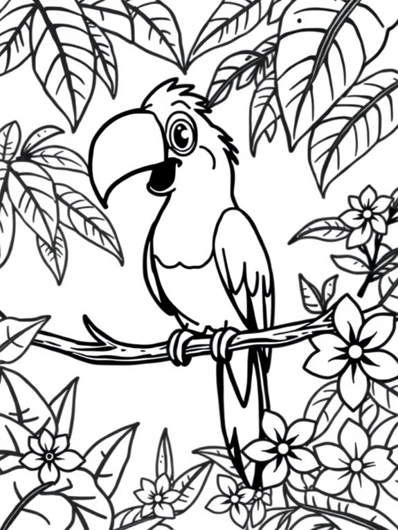 coloring page of parrot