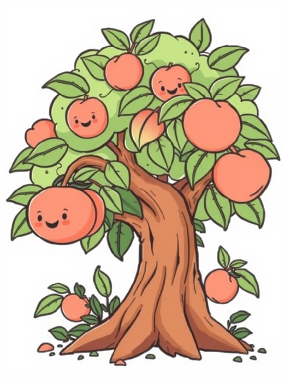 coloring page of peach tree