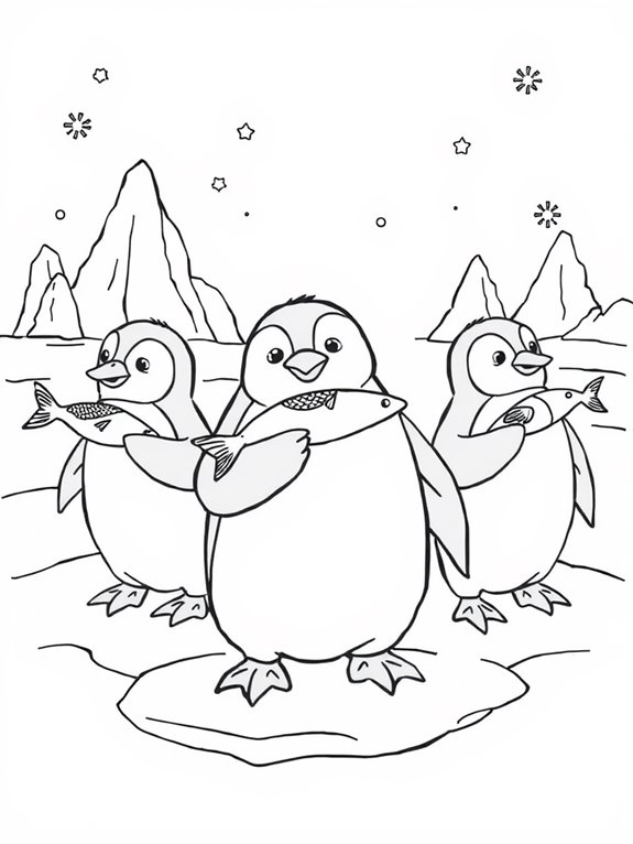 coloring page of penguins