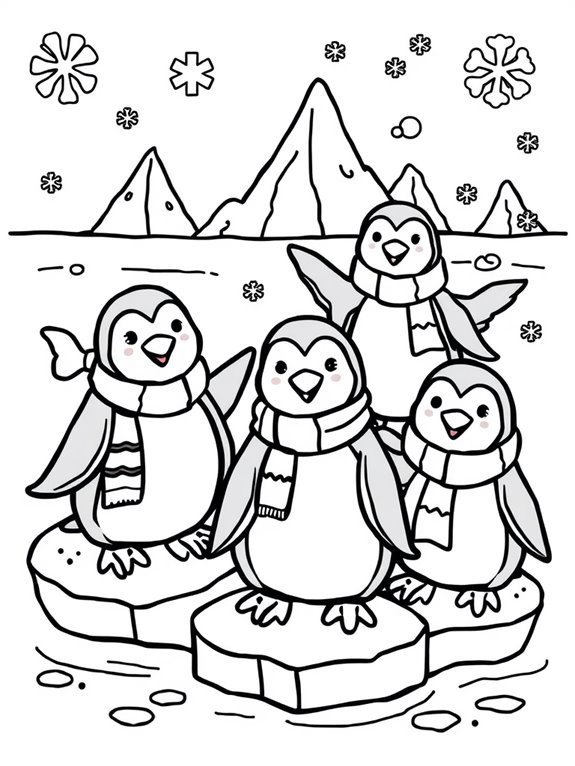 coloring page of penguins