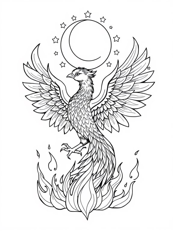 coloring page of phoenix