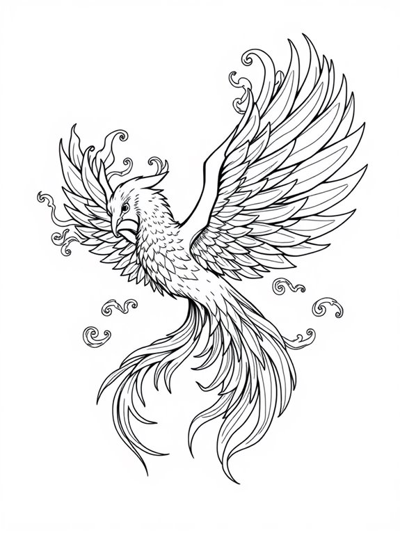 coloring page of phoenix