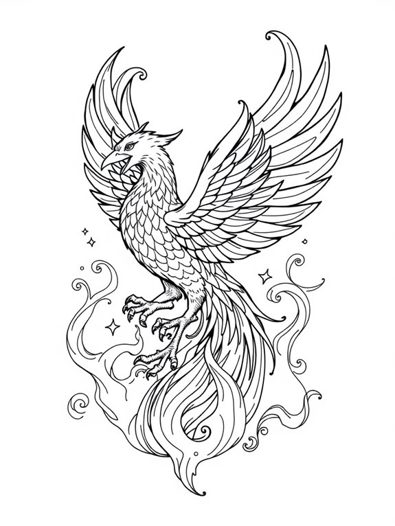 coloring page of phoenix