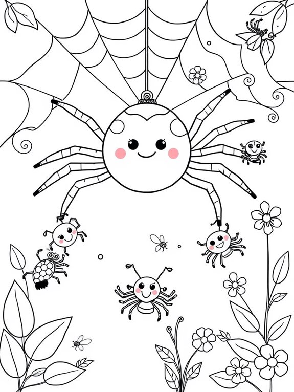 coloring page of spiders