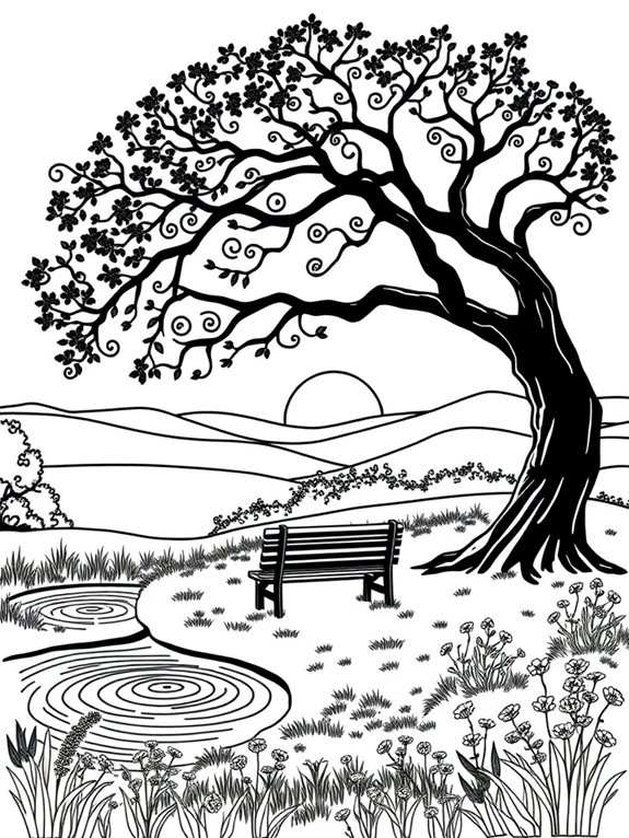 coloring page of sunset