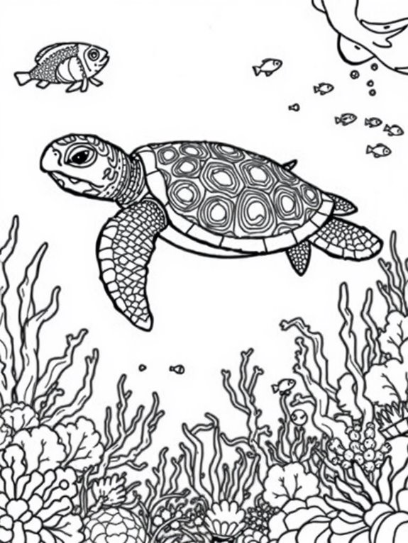 coloring page of turtles