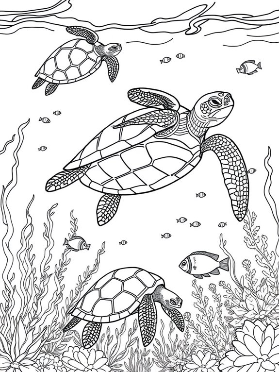 coloring page of turtles