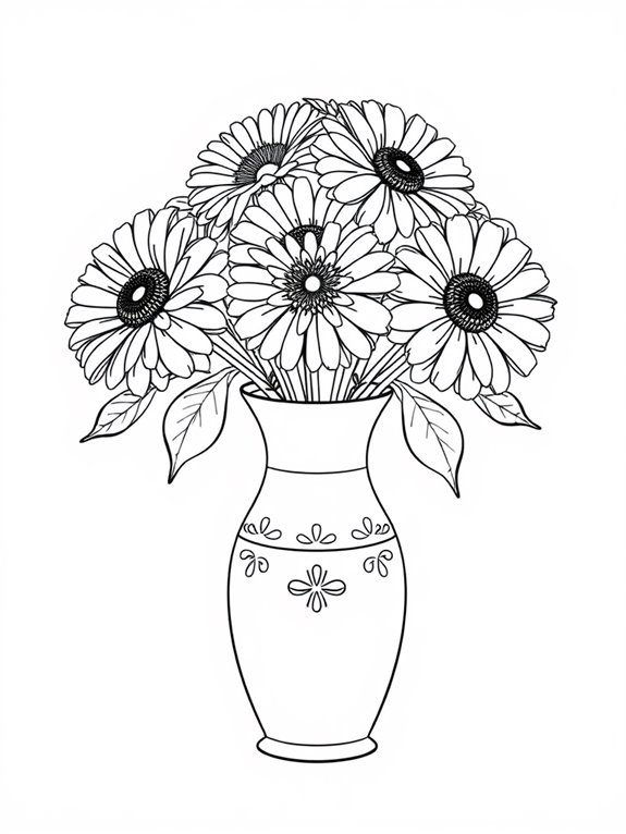 coloring page of zinnias