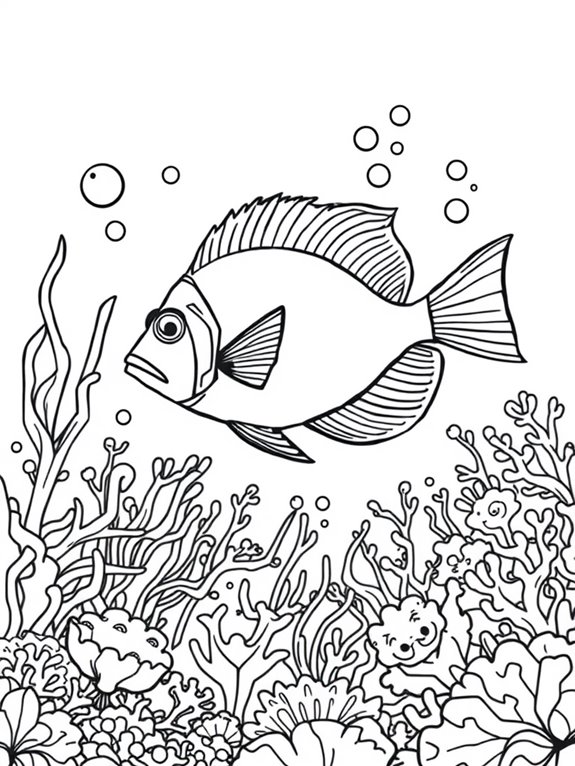 coloring page with angelfish