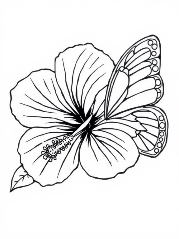 coloring page with hibiscus