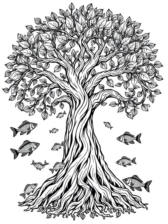 coloring page with nature