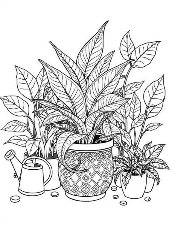 coloring page with plants