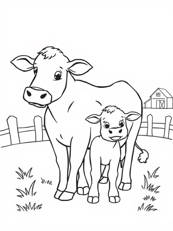 cows and calf coloring page