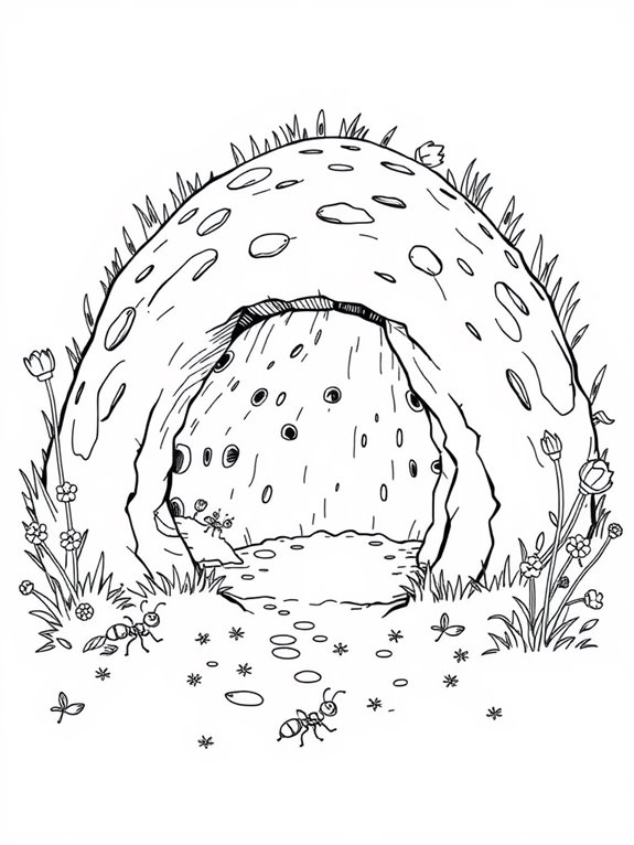 cozy anthill entrance illustration