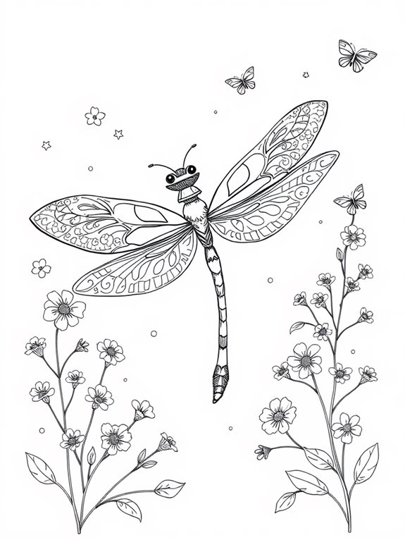 cozy dragonfly coloring page