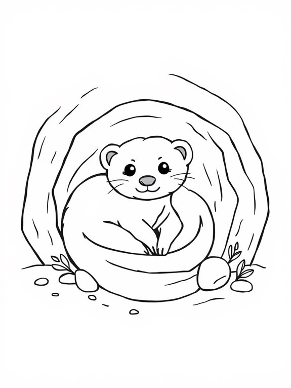 cozy ferret burrow illustration