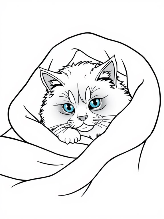 cozy ragdoll cat illustration