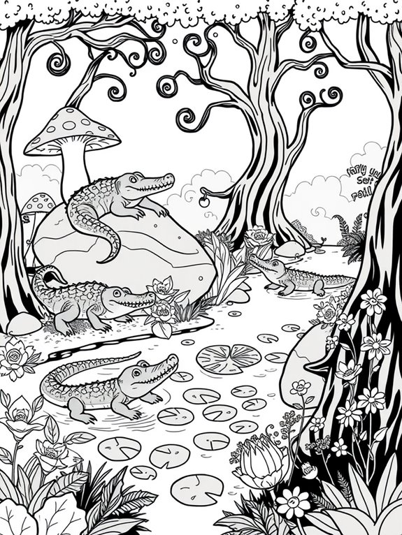 crocodiles in fantasy forest