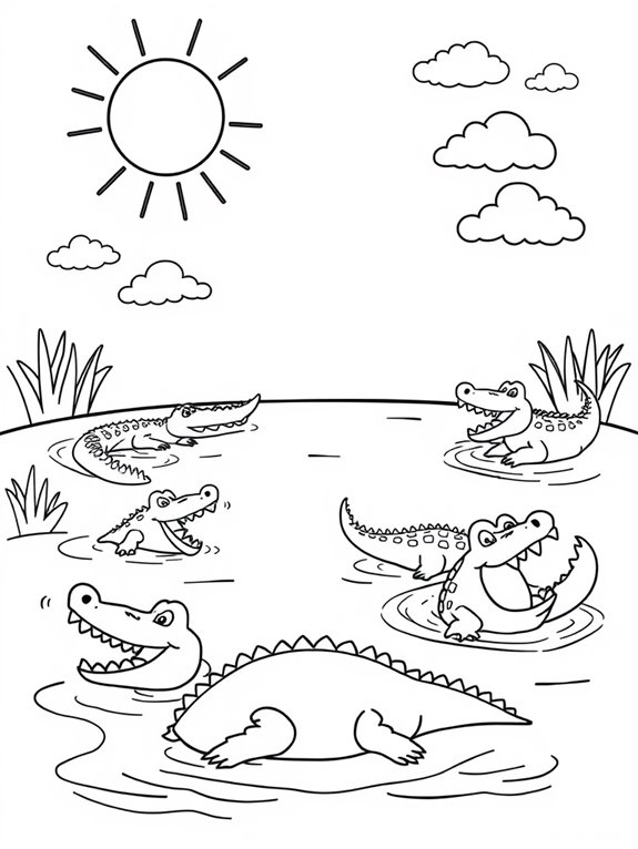 crocodiles under sunny skies