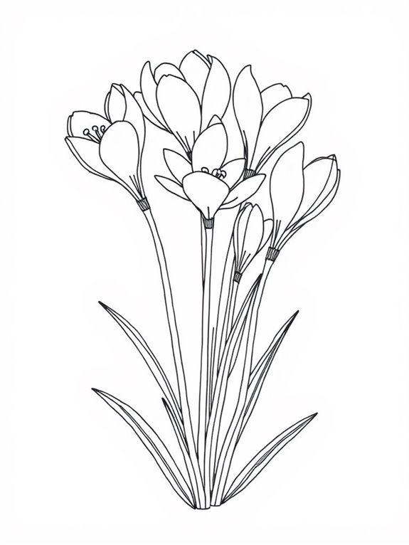 crocus flower line drawing